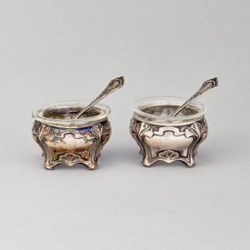 Szecessziós fűszertartópár kanállal