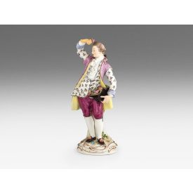 Meisseni kisplasztika - Fiú virágcsokorral