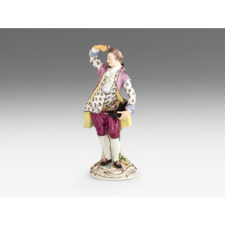 Meisseni kisplasztika - Fiú virágcsokorral