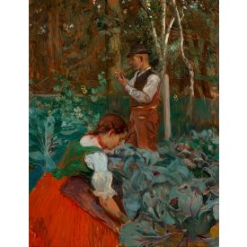 Both Menyhért: Scorcio di giardino con figure