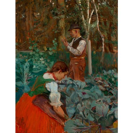 Both Menyhért: Scorcio di giardino con figure