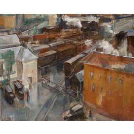 Ismeretlen festő: Kilátás a Keleti pályaudvarra