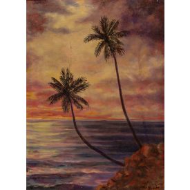 Ismeretlen festő: Tengerpart pálmafákkal