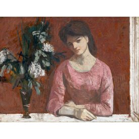 Szentgyörgyi Kornél: Leány virágcsokorral