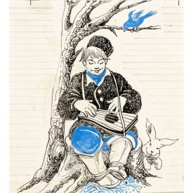 Róna Emy: Citerázó fiú nyúllal