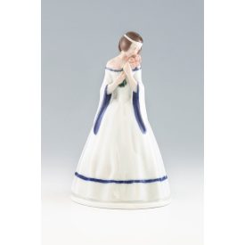 Rosenthal kisplasztika - Leány rózsacsokorral