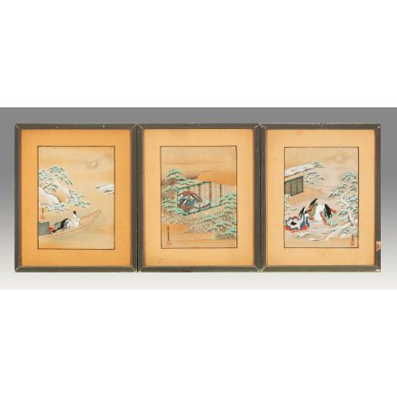 Tosa Mitsuoki után Unsodo kiadó: Ábrázolások a Genji monogatariból (Ukifune, Asagao, Yugao)