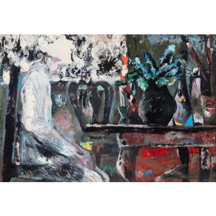 Schéner Mihály: Asztalnál merengő