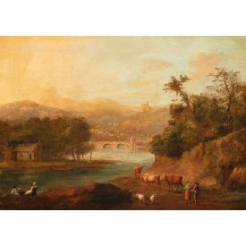 Ismeretlen festő, XVIII. Század: Romantikus táj alakokkal