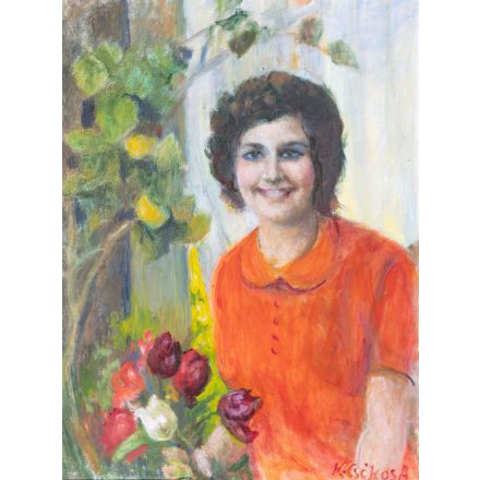 K. Csikós Antónia: Hölgy virágcsokorral