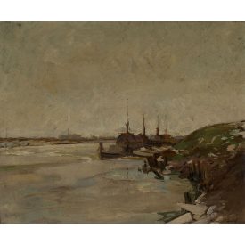 Mihalik Dániel: Halászhajók a Tiszán télen