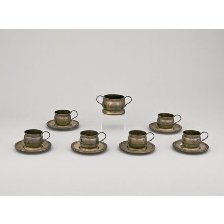 6 db mokkáscsésze aljjal és cukortartó