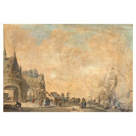 Ismeretlen holland festő (XVIII. század második fele): Kikötői jelenet
