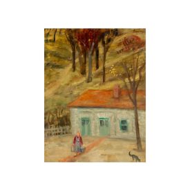 Berény Róbert: Erdei ház vízhordó asszonnyal