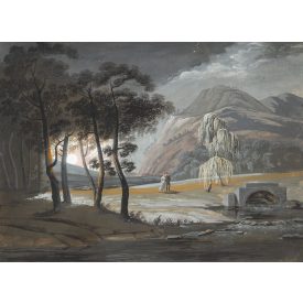   XIX. századi német festő: Romantikus tájkép - Szerelmesek