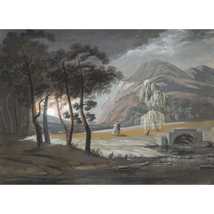 XIX. századi német festő: Romantikus tájkép - Szerelmesek