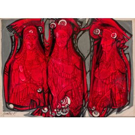 Xantus Gyula: Aktok piros háttérrel