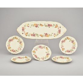 5 személyes 6 darabos porcelán süteményes készlet