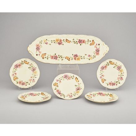 5 személyes 6 darabos porcelán süteményes készlet