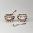 Szecessziós fűszertartópár kanállal